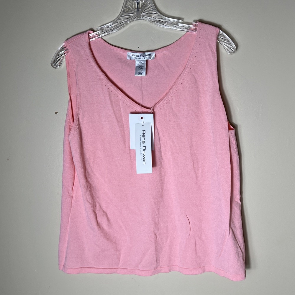 Rena Rowan Essentials Womens Tank Blouse Size XL Pink Coral Sleeveless